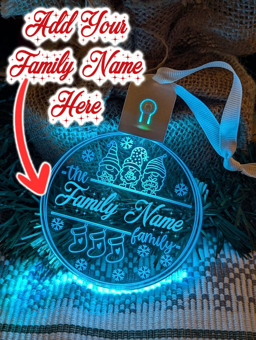 Family Name Christmas Elfs Personalised Name Bauble Light Decoration - KustomboxNight Lights & Ambient LightingKustomboxBauble - Standard Size
