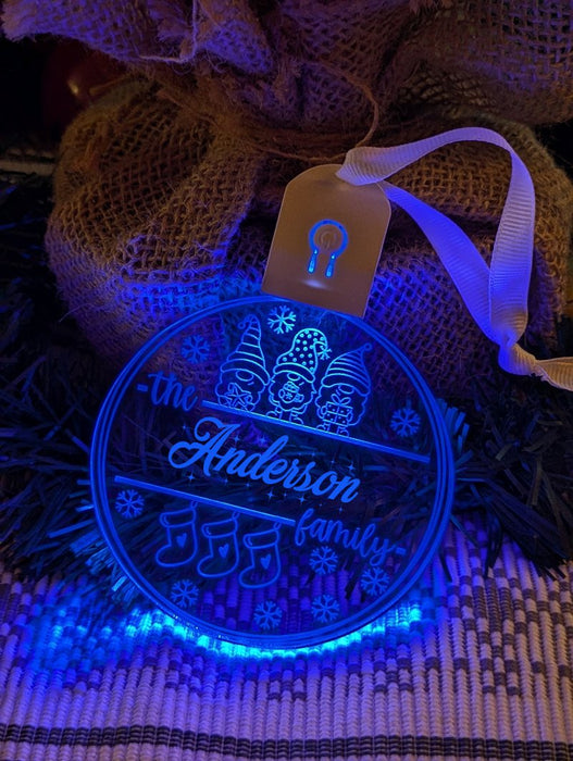 Family Name Christmas Elfs Personalised Name Bauble Light Decoration - KustomboxNight Lights & Ambient LightingKustomboxBauble - Standard Size