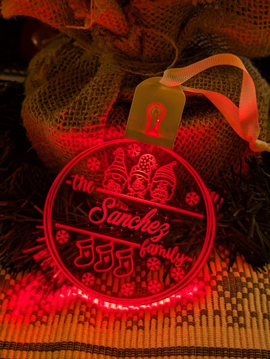 Family Name Christmas Elfs Personalised Name Bauble Light Decoration - KustomboxNight Lights & Ambient LightingKustomboxBauble - Standard Size