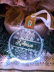 Family Name Christmas Elfs Personalised Name Bauble Light Decoration - KustomboxNight Lights & Ambient LightingKustomboxBauble - Standard Size