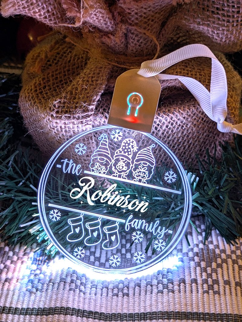 Family Name Christmas Elfs Personalised Name Bauble Light Decoration - KustomboxNight Lights & Ambient LightingKustomboxBauble - Standard Size