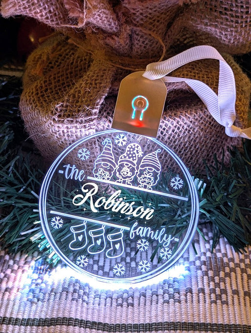 Family Name Christmas Elfs Personalised Name Bauble Light Decoration - KustomboxNight Lights & Ambient LightingKustomboxBauble - Standard Size