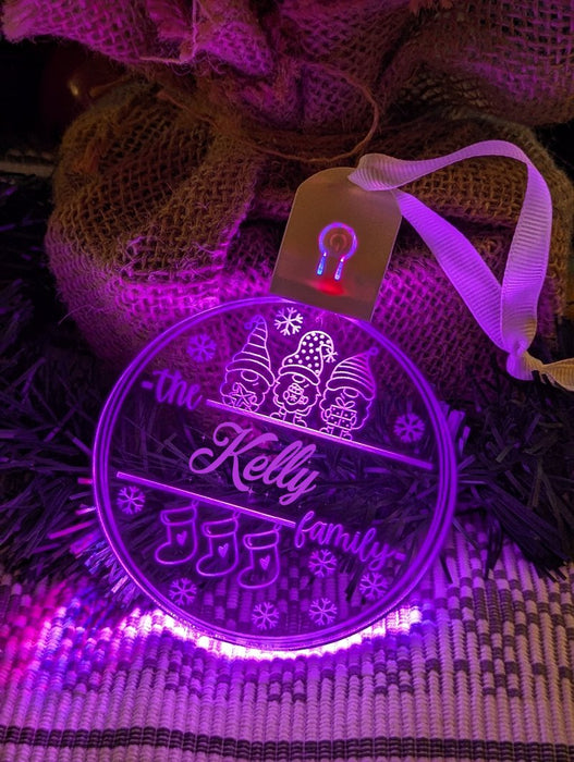 Family Name Christmas Elfs Personalised Name Bauble Light Decoration - KustomboxNight Lights & Ambient LightingKustomboxBauble - Standard Size