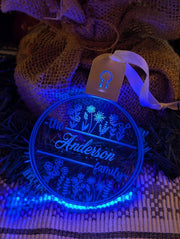 Family Name Christmas Flowers Personalised Name Bauble Light Decoration - KustomboxNight Lights & Ambient LightingKustomboxBauble - Standard Size