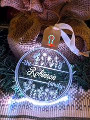 Family Name Christmas Flowers Personalised Name Bauble Light Decoration - KustomboxNight Lights & Ambient LightingKustomboxBauble - Standard Size