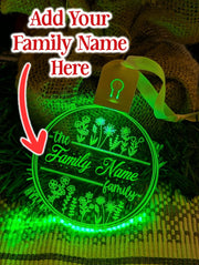 Family Name Christmas Flowers Personalised Name Bauble Light Decoration - KustomboxNight Lights & Ambient LightingKustomboxBauble - Standard Size