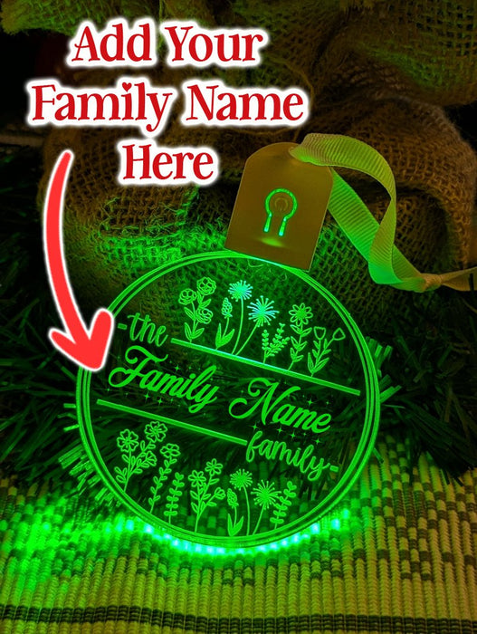 Family Name Christmas Flowers Personalised Name Bauble Light Decoration - KustomboxNight Lights & Ambient LightingKustomboxBauble - Standard Size
