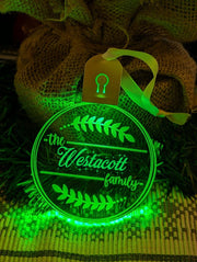 Family Name Christmas Leaf Personalised Name Bauble Light Decoration - KustomboxNight Lights & Ambient LightingKustomboxBauble - Standard Size