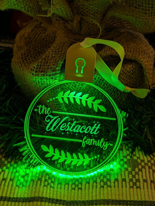 Family Name Christmas Leaf Personalised Name Bauble Light Decoration - KustomboxNight Lights & Ambient LightingKustomboxBauble - Standard Size