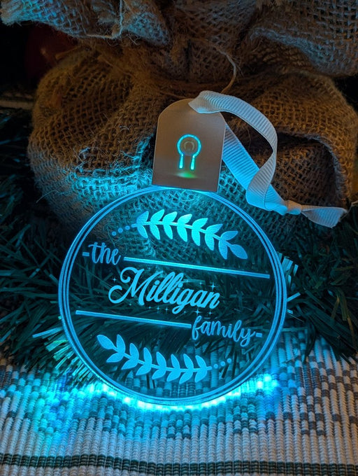Family Name Christmas Leaf Personalised Name Bauble Light Decoration - KustomboxNight Lights & Ambient LightingKustomboxBauble - Standard Size