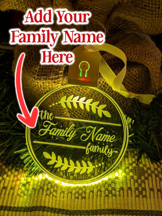 Family Name Christmas Leaf Personalised Name Bauble Light Decoration - KustomboxNight Lights & Ambient LightingKustomboxBauble - Standard Size
