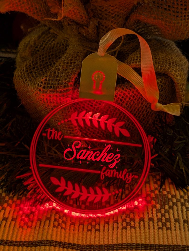 Family Name Christmas Leaf Personalised Name Bauble Light Decoration - KustomboxNight Lights & Ambient LightingKustomboxBauble - Standard Size