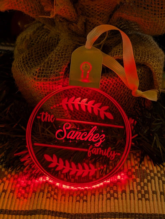 Family Name Christmas Leaf Personalised Name Bauble Light Decoration - KustomboxNight Lights & Ambient LightingKustomboxBauble - Standard Size
