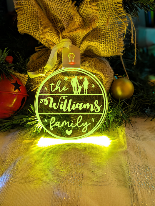 My Family Name Christmas Tree Personalised Bauble Light Decoration