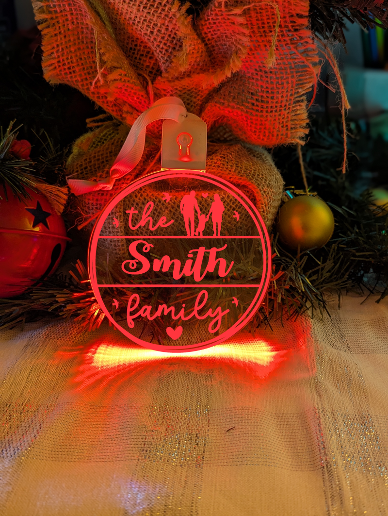 My Family Name Christmas Tree Personalised Bauble Light Decoration