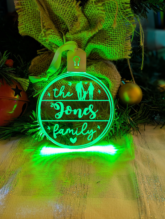 My Family Name Christmas Tree Personalised Bauble Light Decoration