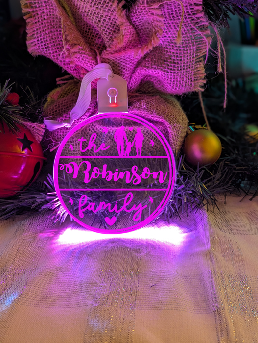 My Family Name Christmas Tree Personalised Bauble Light Decoration