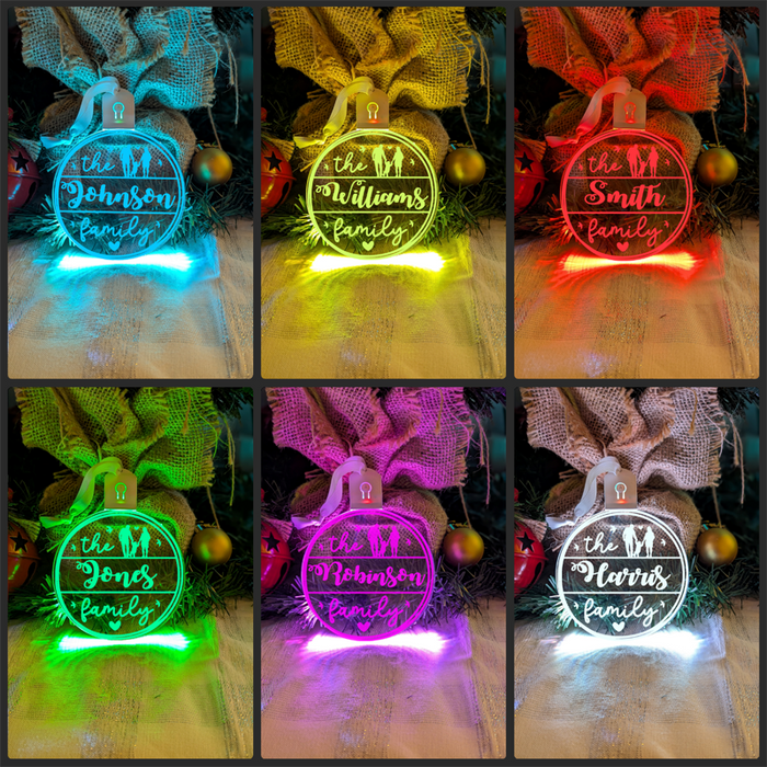 My Family Name Christmas Tree Personalised Bauble Light Decoration