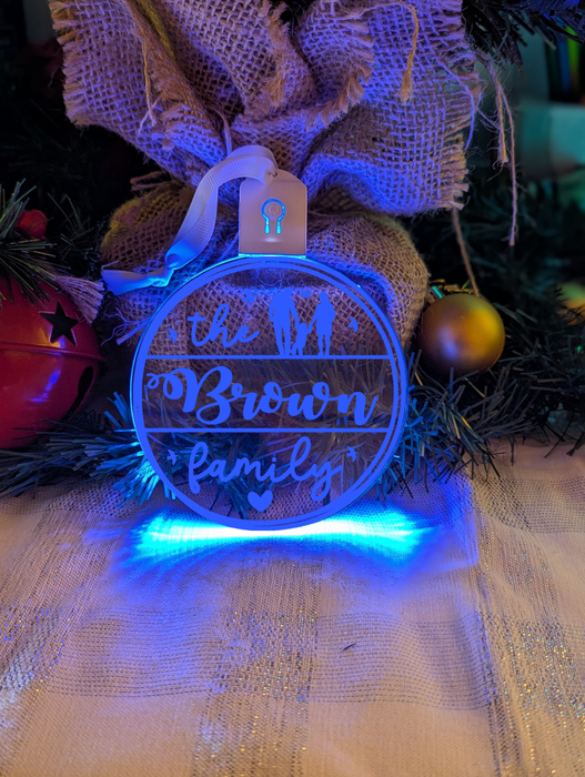 My Family Name Christmas Tree Personalised Bauble Light Decoration
