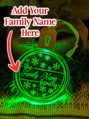Family Name Christmas Snow Flakes Personalised Bauble Light Decoration - KustomboxNight Lights & Ambient LightingKustomboxBauble - Standard Size