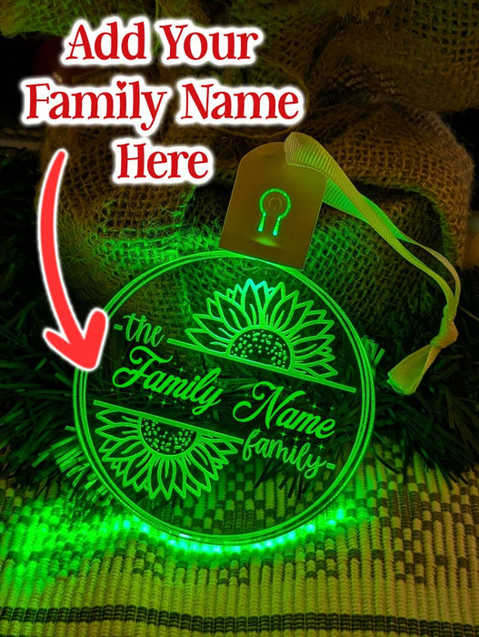 Family Name Christmas Sun Flower Personalised Bauble Light Decoration - KustomboxNight Lights & Ambient LightingKustomboxBauble - Standard Size