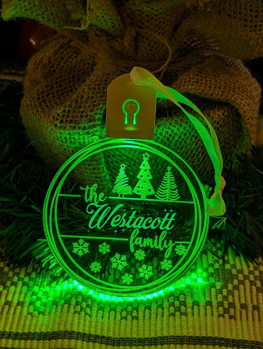 Family Name Christmas Tree Personalised Bauble Light Decoration - KustomboxNight Lights & Ambient LightingKustomboxBauble - Standard Size