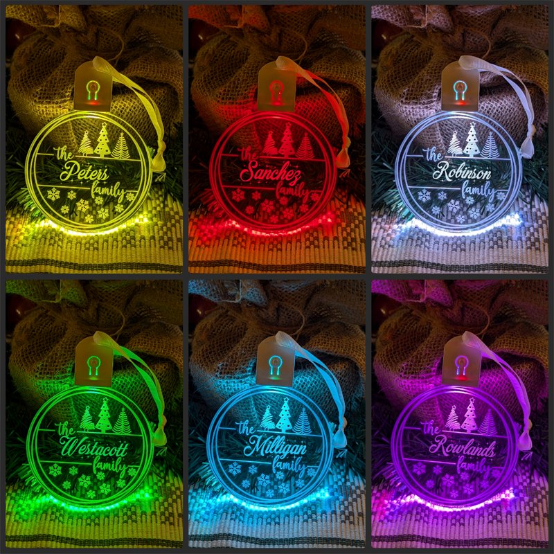 Family Name Christmas Tree Personalised Bauble Light Decoration - KustomboxNight Lights & Ambient LightingKustomboxBauble - Standard Size