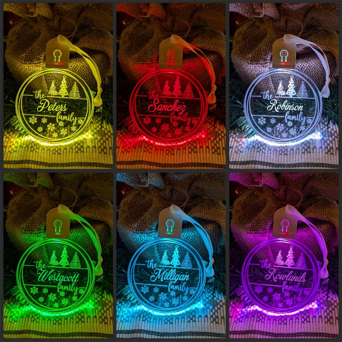 Family Name Christmas Tree Personalised Bauble Light Decoration - KustomboxNight Lights & Ambient LightingKustomboxBauble - Standard Size