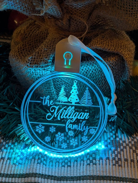 Family Name Christmas Tree Personalised Bauble Light Decoration - KustomboxNight Lights & Ambient LightingKustomboxBauble - Standard Size
