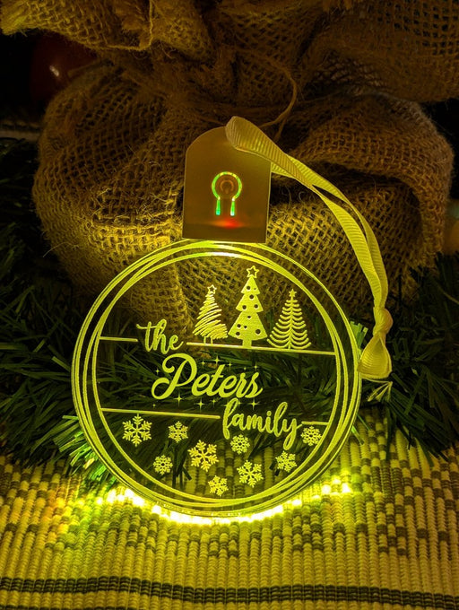 Family Name Christmas Tree Personalised Bauble Light Decoration - KustomboxNight Lights & Ambient LightingKustomboxBauble - Standard Size