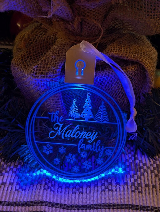 Family Name Christmas Tree Personalised Bauble Light Decoration - KustomboxNight Lights & Ambient LightingKustomboxBauble - Standard Size