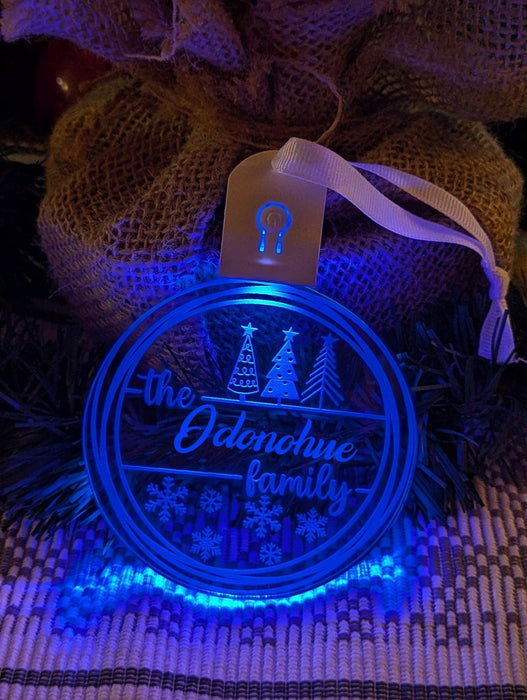 Family Name Christmas Tree Personalised Name Bauble Light Decoration - KustomboxNight Lights & Ambient LightingKustomboxBauble - Standard Size