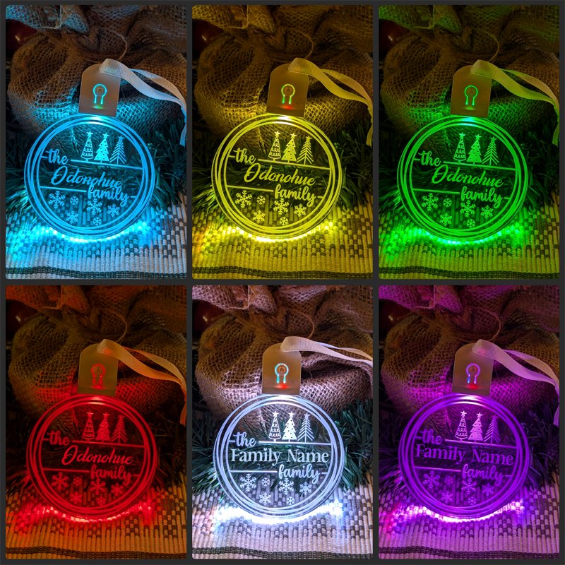 Family Name Christmas Tree Personalised Name Bauble Light Decoration - KustomboxNight Lights & Ambient LightingKustomboxBauble - Standard Size