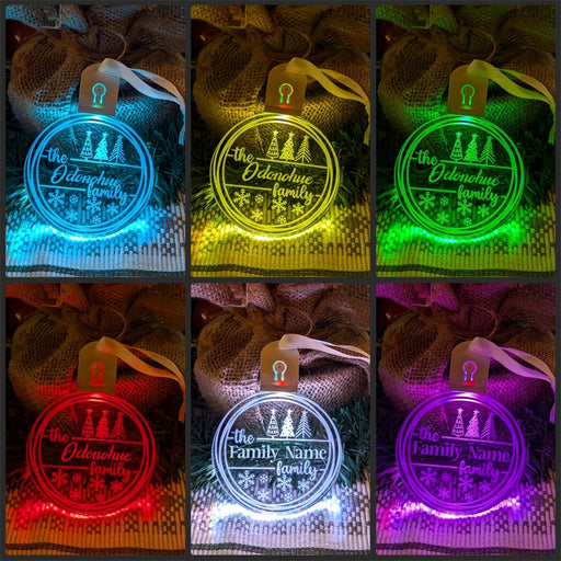 Family Name Christmas Tree Personalised Name Bauble Light Decoration - KustomboxNight Lights & Ambient LightingKustomboxBauble - Standard Size