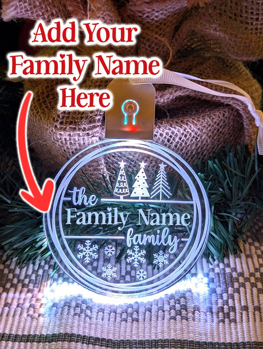 Family Name Christmas Tree Personalised Name Bauble Light Decoration - KustomboxNight Lights & Ambient LightingKustomboxBauble - Standard Size