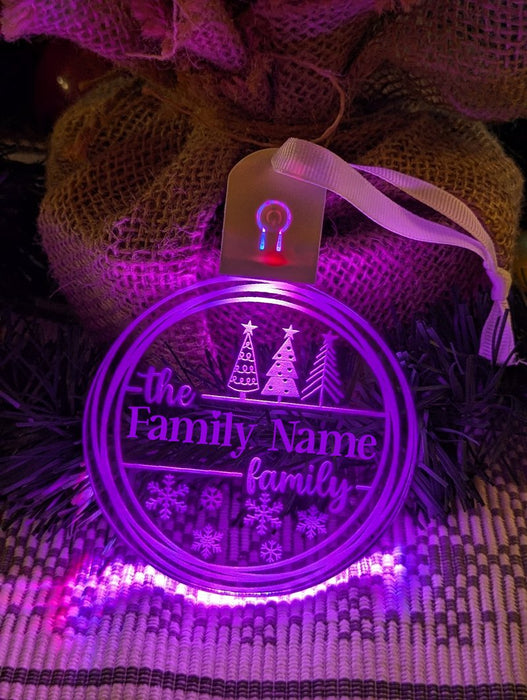 Family Name Christmas Tree Personalised Name Bauble Light Decoration - KustomboxNight Lights & Ambient LightingKustomboxBauble - Standard Size