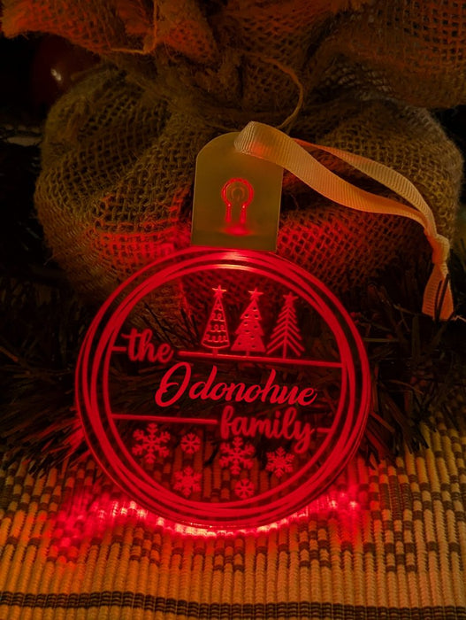 Family Name Christmas Tree Personalised Name Bauble Light Decoration - KustomboxNight Lights & Ambient LightingKustomboxBauble - Standard Size