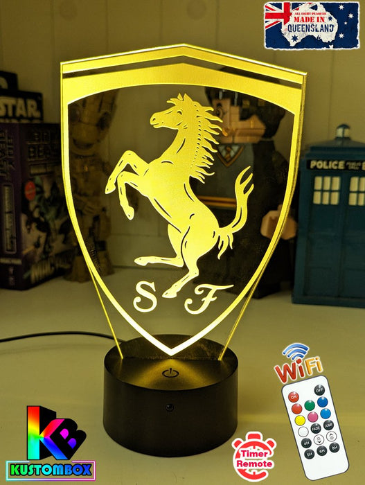 Ferrari Car Logo 3D LED Night Light Lamp Mancave Bar Light - KustomboxNight Lights & Ambient LightingKustomboxStandard No Name