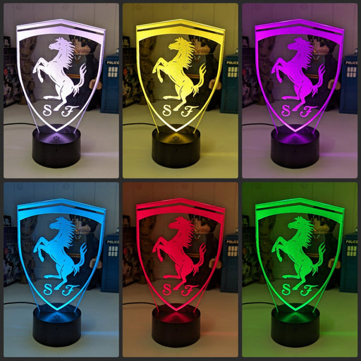 Ferrari Car Logo 3D LED Night Light Lamp Mancave Bar Light - KustomboxNight Lights & Ambient LightingKustomboxStandard No Name