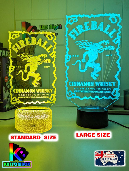 Fireball Whisky Personalised 3D LED Night Light Lamp Mancave Bar Light - KustomboxNight Lights & Ambient LightingKustomboxStandard No Name