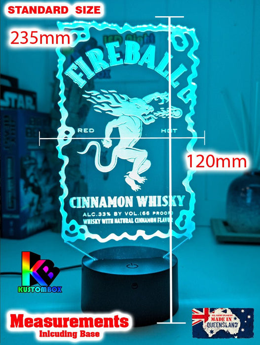 Fireball Whisky Personalised 3D LED Night Light Lamp Mancave Bar Light - KustomboxNight Lights & Ambient LightingKustomboxStandard No Name