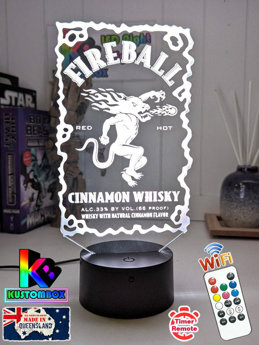 Fireball Whisky Personalised 3D LED Night Light Lamp Mancave Bar Light - KustomboxNight Lights & Ambient LightingKustomboxStandard No Name