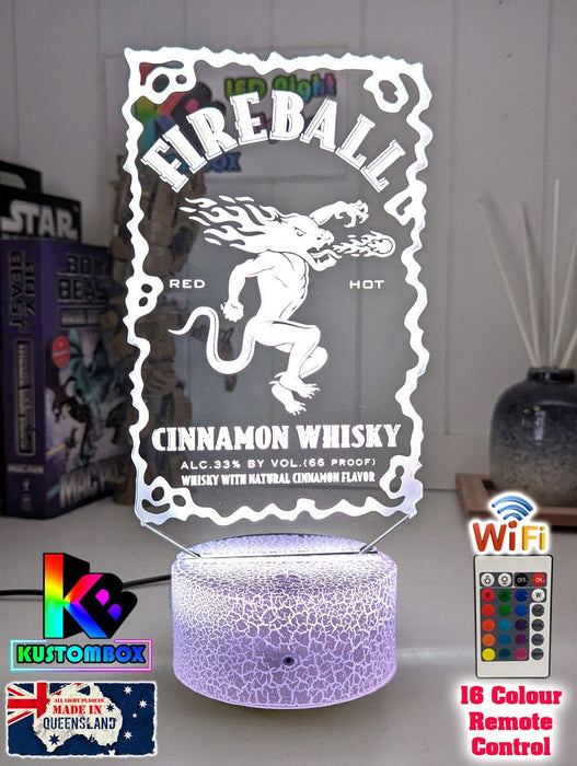 Fireball Whisky Personalised 3D LED Night Light Lamp Mancave Bar Light - KustomboxNight Lights & Ambient LightingKustomboxStandard No Name