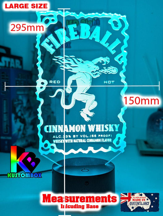 Fireball Whisky Personalised 3D LED Night Light Lamp Mancave Bar Light - KustomboxNight Lights & Ambient LightingKustomboxStandard No Name