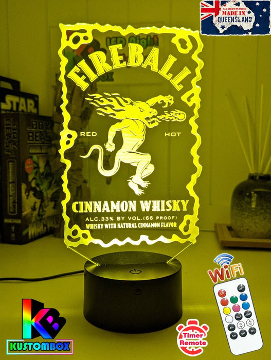 Fireball Whisky Personalised 3D LED Night Light Lamp Mancave Bar Light - KustomboxNight Lights & Ambient LightingKustomboxStandard No Name