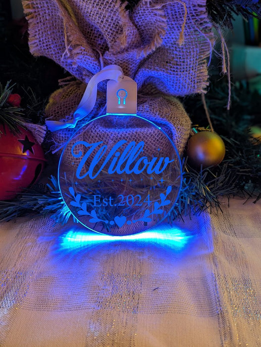 First Christmas 2024 Personalised Name Tree Bauble Light Decoration - KustomboxNight Lights & Ambient LightingKustomboxBauble - Standard Size