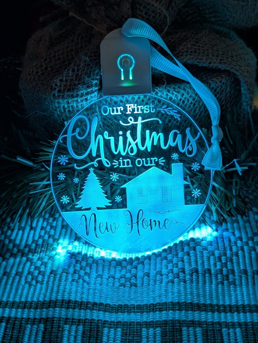 First Christmas in Our New Home Tree Bauble 3d LED Light Decoration - KustomboxNight Lights & Ambient LightingKustomboxBauble - Standard Size