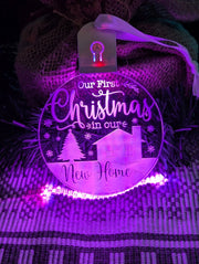 First Christmas in Our New Home Tree Bauble 3d LED Light Decoration - KustomboxNight Lights & Ambient LightingKustomboxBauble - Standard Size