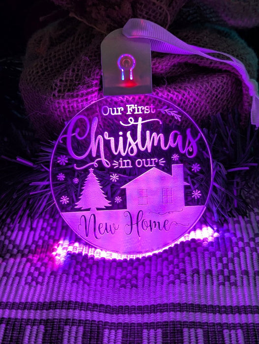 First Christmas in Our New Home Tree Bauble 3d LED Light Decoration - KustomboxNight Lights & Ambient LightingKustomboxBauble - Standard Size