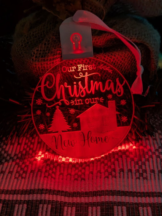 First Christmas in Our New Home Tree Bauble 3d LED Light Decoration - KustomboxNight Lights & Ambient LightingKustomboxBauble - Standard Size